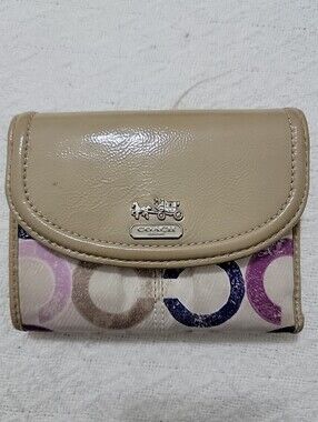 Coach Beige Signature Small Wallet